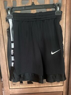 Nike Black Mesh Athletic Shorts with White Swoosh- Size M
